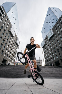 BMX Flatland rider doing a spin