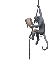 Pendant decorative lamp with monkey isolated on white background.