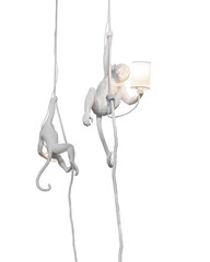 Pendant decorative lamps with monkey isolated on white background.