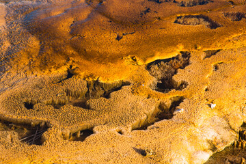 Vivid Bacterial Mat near Sapphire Pool, Biscuit Basin, Yellowstone National Park, Wyoming, USA