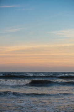 The Beautiful Lines Around Horizon with Soft Sunset Light