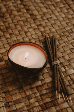 coconut candle and incenses