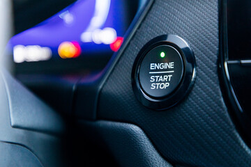 Start-stop button in new modern car
