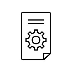 technical service concept, document page with gear wheel icon, line style