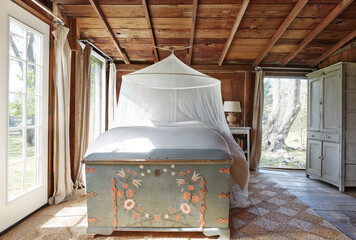 Bedroom in a rustic farmhouse