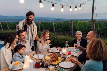 Family dinner In The Backyard