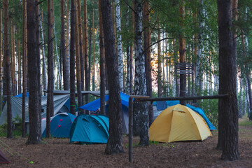 rest with tents in the forest