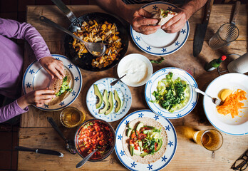 Food: preparing vegetarin wraps at home