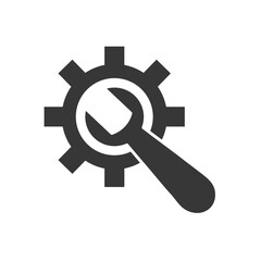 technical service concept, wrench and gear wheel icon, silhouette style