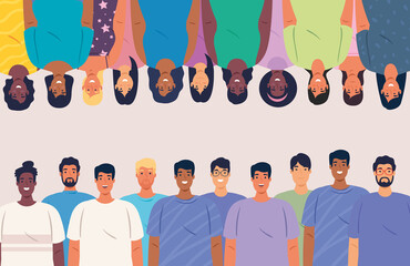 multiethnic big group of people together, diversity and multiculturalism concept