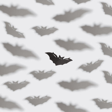 Flying paper bat with shadows set.