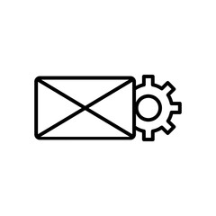 Technical service concept, envelope with gear wheel icon, line style