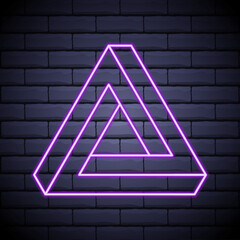 Mobius Triangle Loop Neon Sign Style Impossible Geometric - Vector Outline Graphic Design