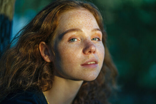 portrait of red-headed freckled girl