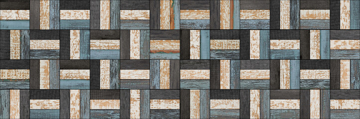 Weathered wooden boards texture. Seamless wooden background. Old vintage wooden wall with square pattern.