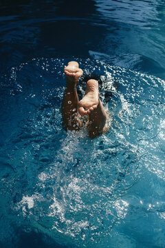 Beautiful woman swim in pool