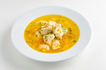 fish soup on the white background