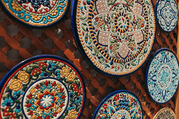 Ceramic plates with Muslim engravings.