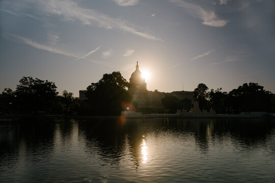 Sun Rise Behind United States Capitol
