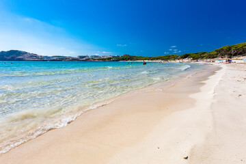 Fototapeta na wymiar Cala Agulla sand beach Spain, Balearic Islands, Mallorca, Cala Rajada