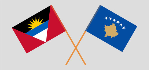 Crossed flags of Antigua and Barbuda and Kosovo