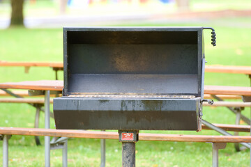 A campground BBQ grill