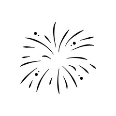 icon of explosion of firework over white background, silhouette style