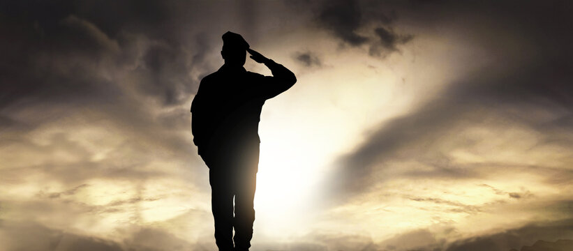 Soldier Salute At Sunset