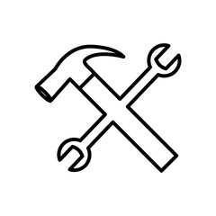 hammer and wrench crossed, line style