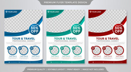 tour and travel flyer template design with abstract and minimalist concept