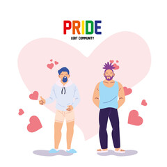 lgtbi men cartoons with hearts vector design