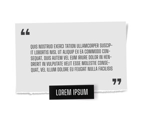 Vector illustration of paper sheet with profound gray paper quote attached to white wall