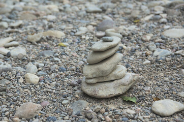 Fototapeta na wymiar River bed with stones