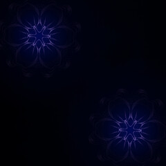 Fototapeta premium Dark blue vintage greeting card with Mandalas. Great for invitation, flyer, menu, brochure, postcard, wallpaper, decoration, or any desired idea.