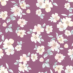 Combination of watercolor flower elements