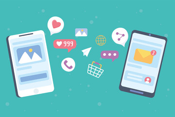 social network communication system chatting and sending new messages speech bubbles