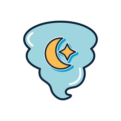slang bubble concept, blue cloud with moon and star icon, flat style