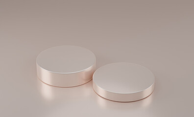 Step pink cylinder podiums background. Abstract minimal scene with geometrical. Modern pedestal show cosmetic products presentation. Mock up design empty space. studio platform template. 3d render..