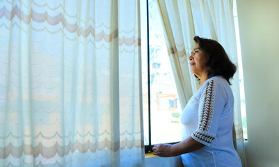 businessman looking out window