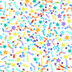 Sprinkles grainy. Seamless Pattern. Cupcake donuts