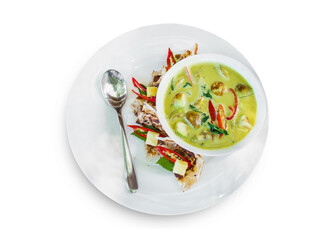 Green curry with roti beef