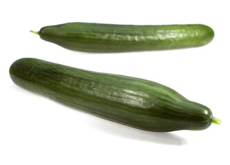 CUCUMBER AGAINST WHITE BACKGROUND