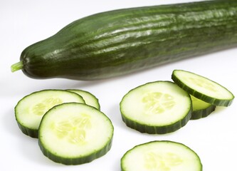 CUCUMBER AGAINST WHITE BACKGROUND