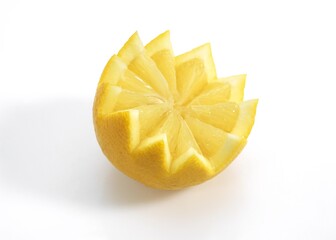 YELLOW LEMON citrus aurantifolia AGAINST WHITE BACKGROUND