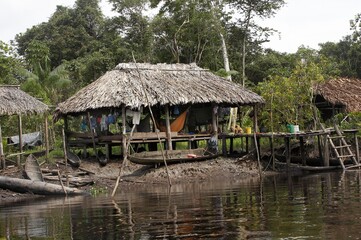 Fototapeta na wymiar WARAO'S HOUSE, INDIANS LIVING IN ORINOCO DELTA, VENEZUELA