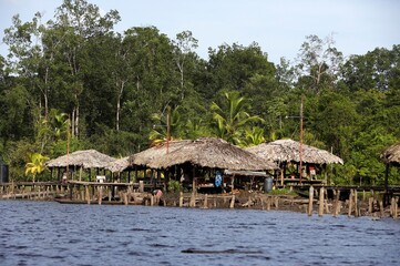 WARAO'S HOUSE ON PILES, INDIANS LIVING IN ORINOCO DELTA, VENEZUELA