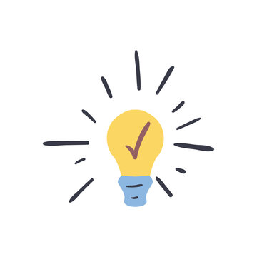 light bulb with check mark line and fill style icon vector design