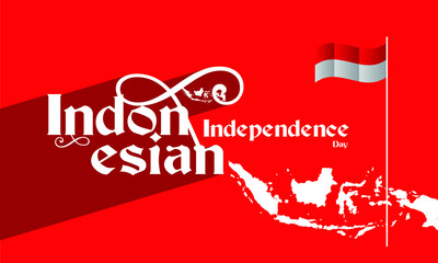 Indonesian Independence day celebration banner set. 17th of August felicitation greeting vector illustration. modern backgrounds with grunge style indonesian flag and silhouette icon city of indonesia