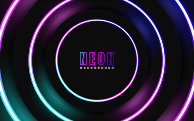 Abstract colorful neon frame background  with color light effect. Vector light illustration on dark concept can use for music cover poster, flyer, frame banner promotion, 