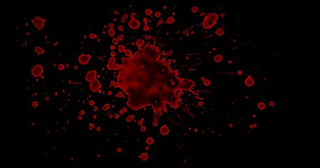 Splashes of Red Paint. Blood Splatter Set. Horror Movie Effects with Alpha Channel